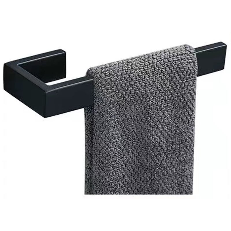 JOPOFI Hand Towel Holder  Towel Ring - Thicken SUS 304 Stainless Steel Towel Holder for Bathroom Wall  8"" Rectangular Modern Design Hand Towel Bar  Contemporary Hand Towel Rack - Matte Black - Image 1